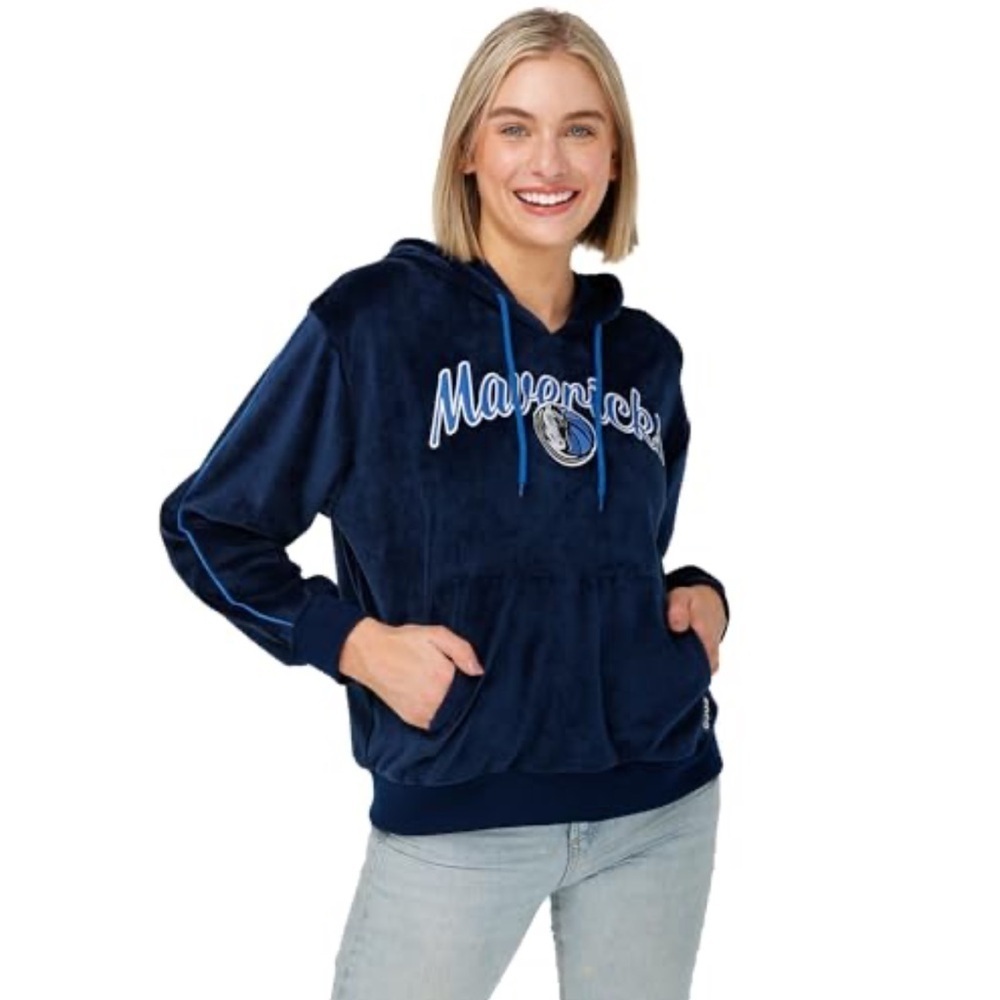 Dallas Mavericks Women's Hoodie Sweatshirt Medium NEW Blue NBA Basketball Velour